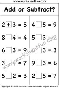 worksheet for addition to subtract with two numbers and one missing number