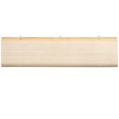 a white wall mounted light fixture with wooden slats on the bottom and one side