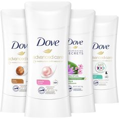 PRICES MAY VARY. CLINICAL STRENGTH DEODORANT FOR WOMEN: Feel confident all day long with this 4-piece moisturizing deodorant set that includes beautifully scented Waterlily & Sakura, Shea Butter, Beauty Finish, and Sheer Cool. SENSITIVE SKIN DEODORANT: Our strong deodorants are kind to your skin thanks to the nourishing formulas made with ¼ natural, plant-based oils. GENTLE ANTIPERSPIRANT DEODORANT: These full-size deodorant sticks are perfect for home and great for travel; use them whenever you Sensitive Skin Deodorant, Dove Antiperspirant, Dove Deodorant, Deodorant For Women, Antiperspirant Deodorant, Oil Moisturizer, Antiperspirant, Natural Plant, White Mark