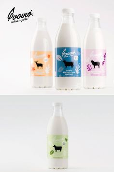 three different types of milk are shown