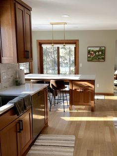 the kitchen is clean and ready to be used for cooking or dining room furniture,