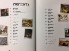 an open book with pictures on it showing the contents of different things in each page