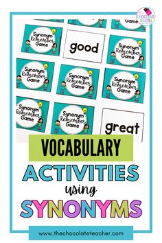 picture of a synonym grammar card game Grammar Activities For Kids, Building Vocabulary