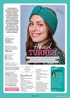 the front page of a magazine with an image of a woman wearing a headband