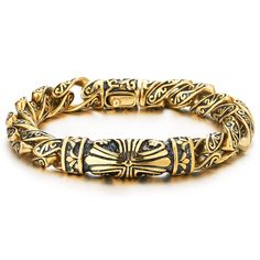 PRICES MAY VARY. Tribal Gold and Black Color Mens Steel Cross Charm Link Chain Bracelet with Spring Clasp, 8.7 Inches Metal: Stainless Steel Finishing: Polished and Blackened Dimension: Chain length: 22CM(8.66"); Chain Width: 1.2CM(0.47"); Weight: 91g Package: Jewelry Box with Brand Name COOLSTEELANDBEYOND *Condition: 100% brand new
*Code: MB-3116-1877
*Metal: Stainless Steel
*Finishing: Polished and Blackened
*Dimension: Chain length: 22CM(8.66"); Chain Width: 1.2CM(0.47")
*Weight: 91g
*Package Package Jewelry, Spring Bracelet, Steel Cross, Link Chain Bracelet, Cross Charms, Link Chain, Chain Lengths, Chain Length, Chain Bracelet