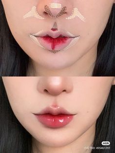 Korean Makeup Look Lips, Kawaii Anime Makeup Looks, Make Up Ulzzang, Gyaru Make Up, Ulzzang Nails, Valentine’s Day Make Up, Cute Korean Makeup, Makeup Bibir, Extreme Make-up