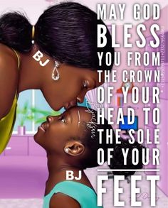 two women kissing each other in front of a pink background with the words, may god bless you from the crown of your head to the sole of your feet