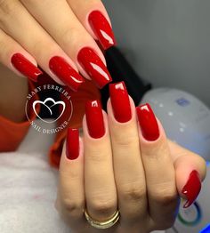 Basic Red Nails, Lilith Nails, Pink Wedding Nails, Nail Growth Tips, Red Nails Glitter, Red Acrylic Nails, Simple Gel Nails