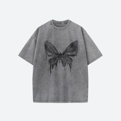 Stand out in this unique butterfly print tee, embracing the grunge aesthetic with its distressed fabric. Made from soft cotton, this unisex top is perfect for adding an edgy touch to your summer streetwear ensemble. Digital butterfly print at front Crew neck Cotton Short sleeve Unisex Distressed fabric Hip Hop Tee, Butterfly Shirts, Summer Streetwear, Vintage T Shirts, Graphic Tees Vintage, Vintage Short, Y2k Outfits, Tee Shirt Homme, Streetwear Tshirt