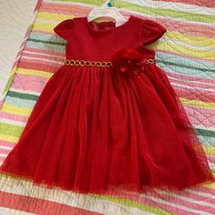 Beautiful Holiday Dress. Holiday Dress, Red Flower, Holiday Dresses, Gold Details, Kids' Dresses, Red Flowers, Red Gold, Beautiful Dresses, New Dress