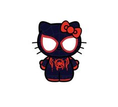 an image of a hello kitty doll with spider web on it's chest and eyes