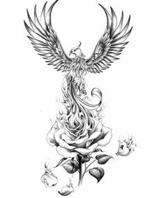 an eagle and rose tattoo design