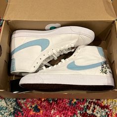 They Are Brand New With Tags And Never Worn. I Ordered Them From Goat.Com And They Are Certified By Goat And Nike As Real Nike Custom Canvas Blazers. I Have A Pair That I Wear And They Are The Most Comfortable Shoes I Own. Nike 270, Spin Shoes, Nike Custom, All White Sneakers, Nike Symbol, Cheer Shoes, Nike Zoom Pegasus, White Running Shoes, Most Comfortable Shoes