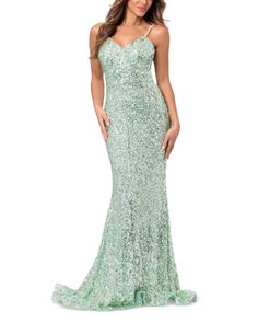 Aqua Sequin Tie Back Floor Sweeping Gown - 100% Exclusive Aqua Prom Dress, Making Accessories, Green Sequins, Feminine Design, Tie Backs, Off Duty, Tie Back, Mommy And Me, Athleisure