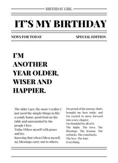 the front page of a magazine with an article about it's birthday