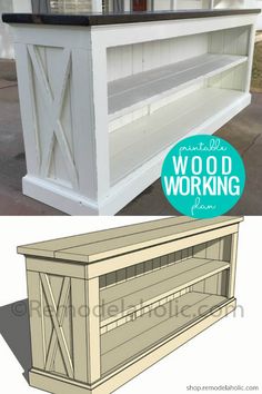 the before and after photo shows how to build a diy outdoor bar with wood working