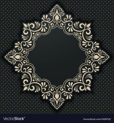 an ornate frame with dots on a black background