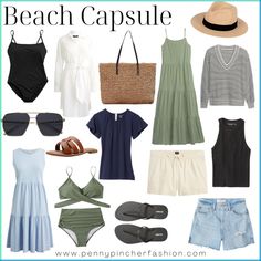 the beach capsule is packed with clothes and accessories