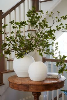 Large  Konos Vase Styling With Vases, Large Round Vase Flower Arrangements, Floral Arrangements For Bathroom, Flowers Arrangements For Home, White Round Vase, Statement Arrangement, Large Vase Arrangements, Round Foyer, Large White Vase