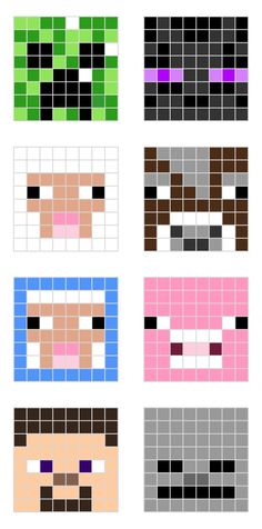 pixel art is shown with different colors and shapes, including one that looks like a face