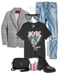 Plus Size Plaid Blazer & Mom Jeans Outfit Ideas - Alexa Webb Cool Mom Fashion Outfits, Plus Size Outfit With Chunky Loafers, Mom Jeans Work Outfit Winter, Plus Size Jeans And Shirt Outfit, Blazer T Shirt Outfit, Fall Casual Outfits Women Plus Size, Blazer Jeans And Boots Outfit, Jeans And T Shirt Outfit Winter, Styling A Plaid Blazer