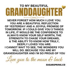 the poem to my beautiful granddaughter