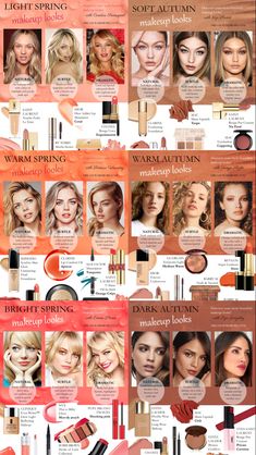 Light Autumn Makeup, Blonde For Autumn Skin, Soft Spring Makeup Looks, True Autumn Blush, Makeup For Spring Skin Tone, Spring Tone Outfits, Warm Spring Lipstick Colors, True Autumn Lipstick Colour, Spring Dark Hair Color