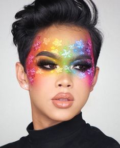 Lgbtq Makeup, Unconventional Makeup, Bright Makeup, Pride Makeup, Rainbow Makeup, Cool Makeup Looks, Fairy Makeup, Dope Makeup