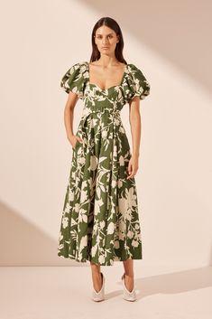 Renee Short Sleeve Panelled Bustier Midi Dress | Pesto/ Ivory | Dresses | Shona Joy Shona Joy Dress, Bustier Midi Dress, Skirt Medium, Shona Joy, Maxi Dress Online, Maxi Dress Cocktail, Ivory Dresses, White Halter Maxi Dress, Midi Length Skirts