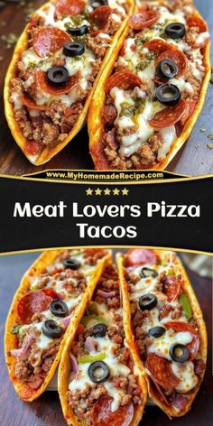 Meat Lovers Pizza Tacos Meat Lovers Pizza Tacos Recipes, Pizza Tacos Flour Tortillas, Pizza Tacos Recipes, Pizza Using Tortilla Wraps, Crispy Tortilla Pizza, Tortilla Shell Pizza, Pizza Sausage Recipe, Meat Lovers Pizza Tacos, Taco Inspired Recipes