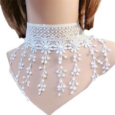 2023 Gothic White Pendant Lace Choker Necklace For Women Halloween Party Jewelry Gift Accessories Bow Choker, Lace Choker Necklace, Lace Choker, Lace Necklace, Women Halloween, Lace Bows, Necklace Choker, Party Jewelry, Short Necklace