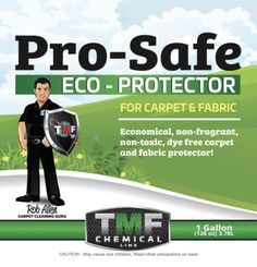 an advertisement for the pro - safe eco protector product, featuring a man holding a shield