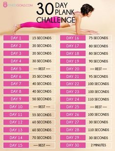 the 30 day plank challenge is shown in pink