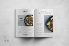 a cookbook with an image of food on the cover and in it's pages