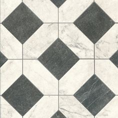 black and white marble tile with diamond shapes