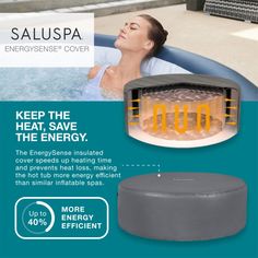 an advertisement for saluspa hot water heater with the instructions to use it