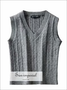 Sun-imperial - solid white v neck women sleeveless vest sweater knitted tank – Sun-Imperial Imperial Fashion, Cable Knit Vest, Vest Sweater, Neck Women, Grey Vest, Navy Grey, Summer Knitting, Blue V, Solid Clothes