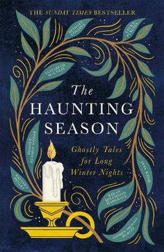 the book cover for the halloween season, with a candle in front of an ornate wreath