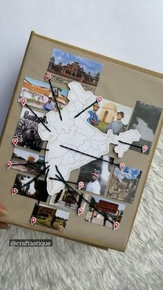 a clock made out of pictures and magnets