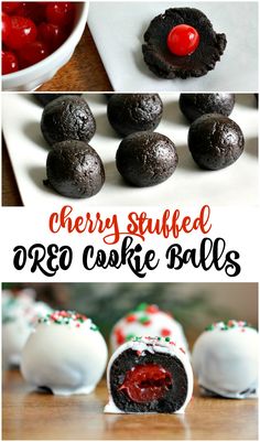 cherry stuffed oreo cookie balls on a table