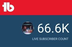 a red and blue banner with the words 66 6k live subsciber count