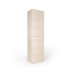 a tall white cabinet sitting on top of a floor