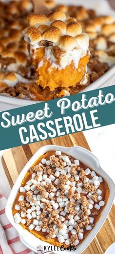 sweet potato casserole with marshmallows and graham crackers on top