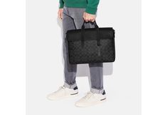 Mickey Mouse Characters, Coach Outlet, Signature Canvas, Black Charcoal, Laptop Sleeves, Inside Pocket, Outlet, Portfolio