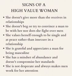 the signs of a high value woman