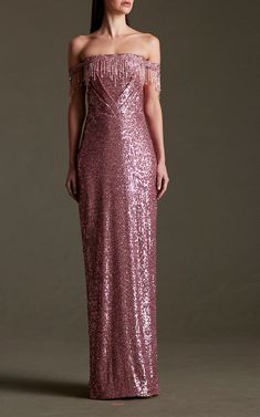 Women's Pamella Roland Pre Fall 2024 Collection | Moda Operandi Glamorous Dresses, Sequin Gown, Pleated Bodice, Fall 2024, Pink Fashion