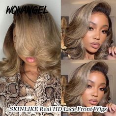 Ash Blonde Short Bob 13X4 HD Lace Front Wigs Dark Roots Body Wave Human Hair Wig Ash Blonde Lace Front Wigs, Full Lace Wig Glueless, Short Wavy Bob, Human Hair Wigs Blonde, Blonde Short, Wig Styling, Indian Human Hair, Blonde Lace Front Wigs, Curly Human Hair Wig