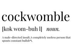 the words cockwomble are written in black and white, with different font styles