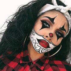 Nem Halloween Makeup, Clown Makeup Ideas, Chola Makeup, Makeup Ideas For Halloween, Makeup Clown, Halloween Makeup Clown, Devil Makeup