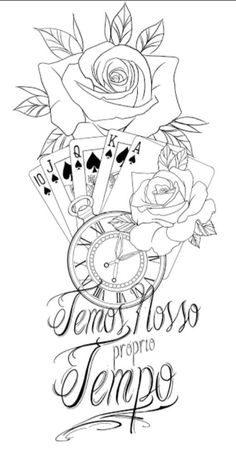 a rose and playing cards with the words